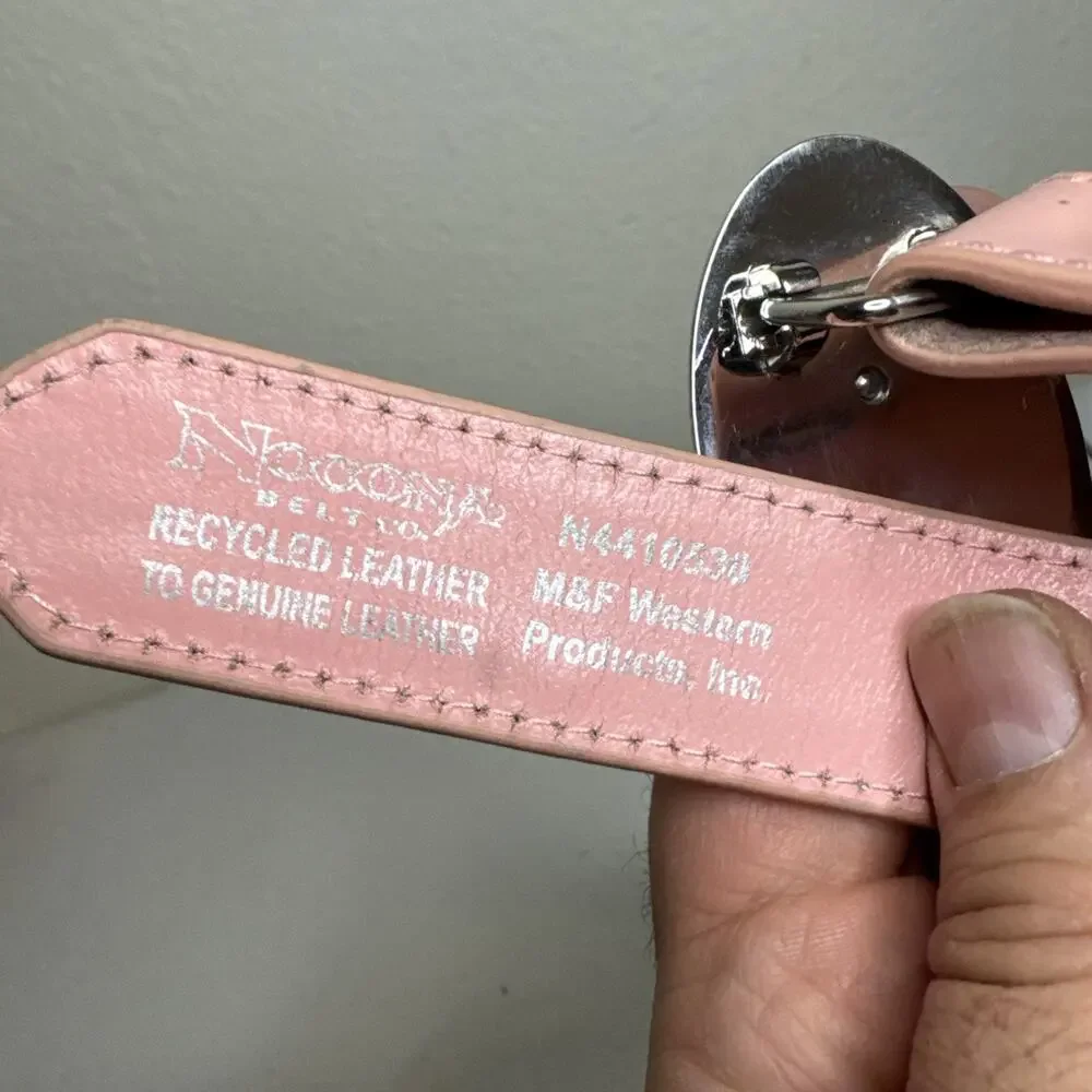 Nocona Belt Girls Mauve/Pink Horse Riding Buckle Western Cowgirl Leather Read